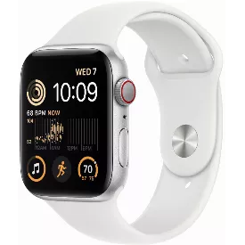 Умные часы Apple Watch Series SE Gen 2 44 мм Aluminium Case, silver/white Sport Band S/M